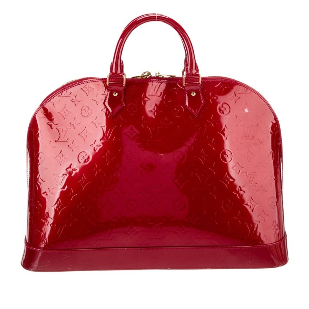 LOUIS Vuitton Alma Vernis GM in Red Patent Genuine
